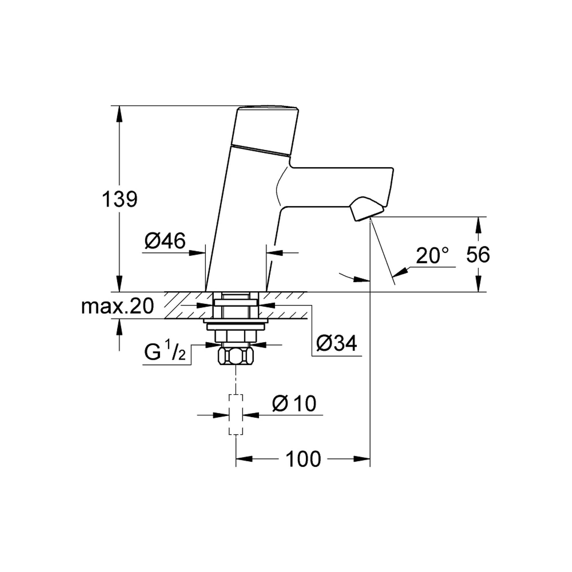 Grohe Concetto Tezgah Üstü Musluk XS Boy Krom 32207001