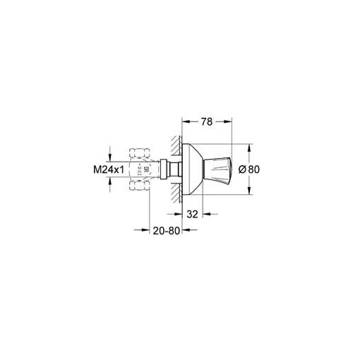 Grohe Costa L Ankastre Stop Valf (Sıva Üstü Grubu) Krom 19808001 - 19808001