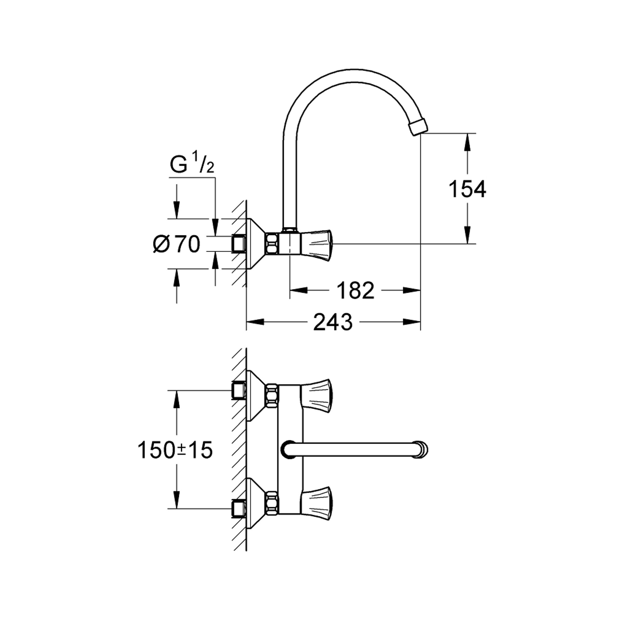 Grohe Costa L Duvardan Mutfak Bataryası Krom 31191001