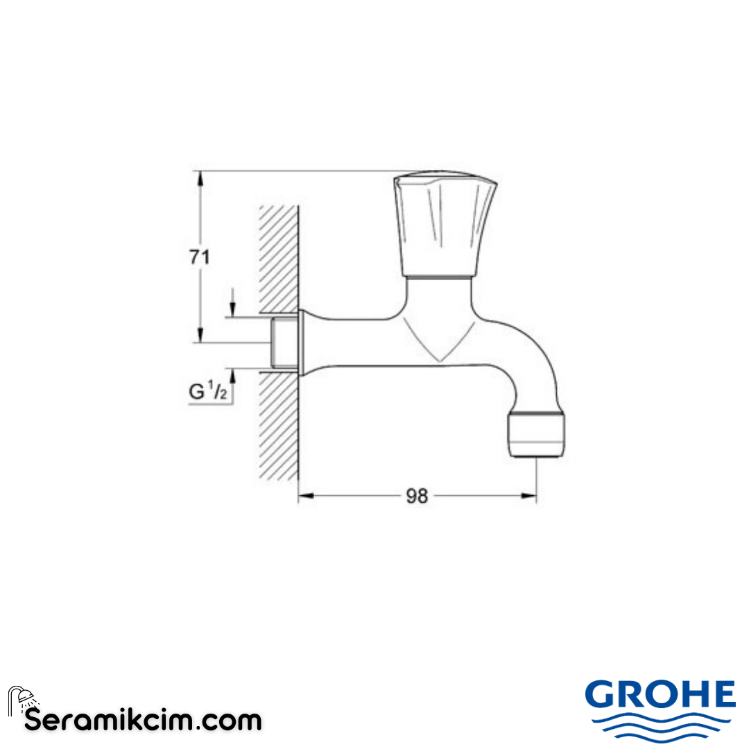 Grohe Costa L Duvardan Tek Musluk, Kısa 98mm Krom 30098001 - 30098001