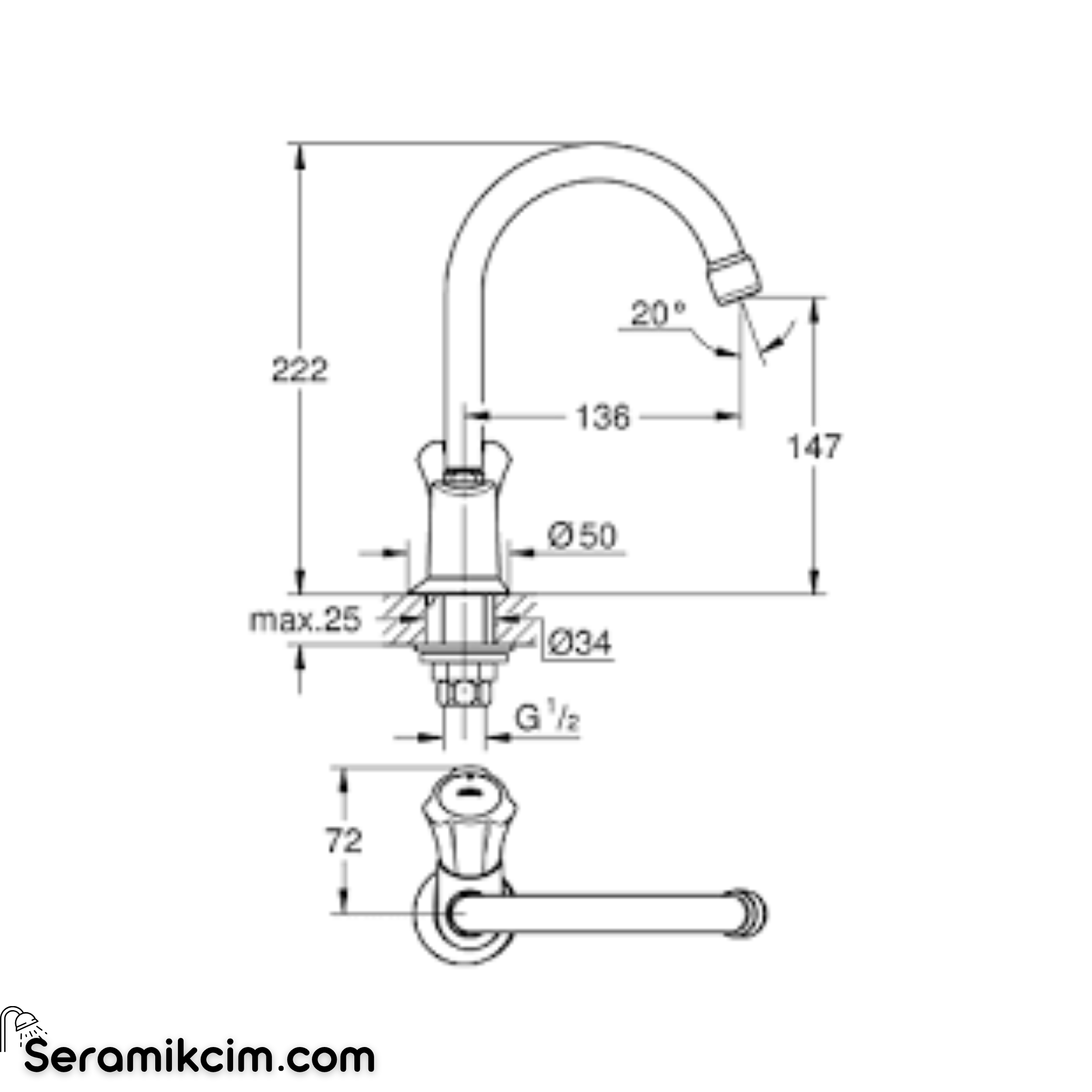 Grohe Costa L Lavabo Musluğu 1/2