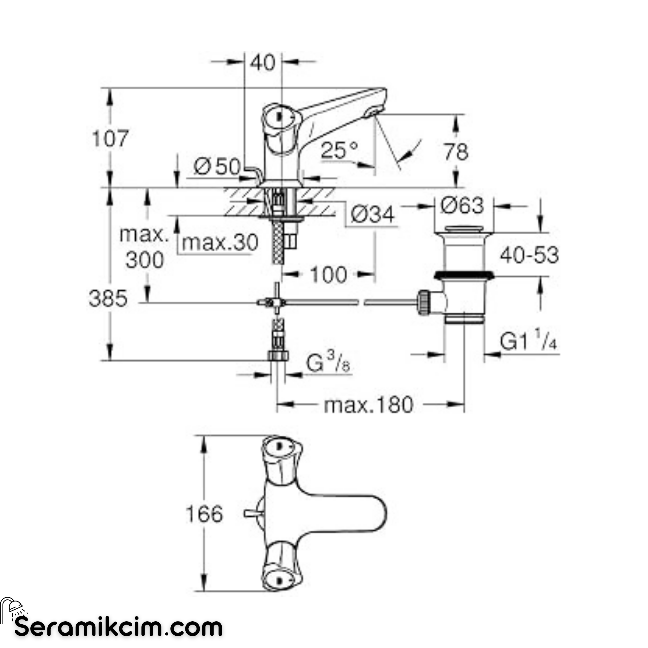 Grohe Costa L Tek delikli lavabo bataryası 21390001