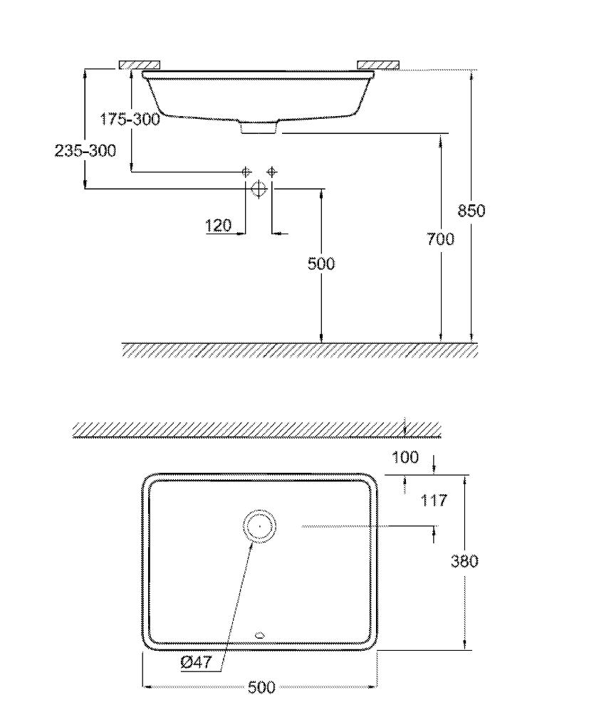 Grohe Cube Ceramic Tezgahaltı Lavabo 50 cm 3948000H