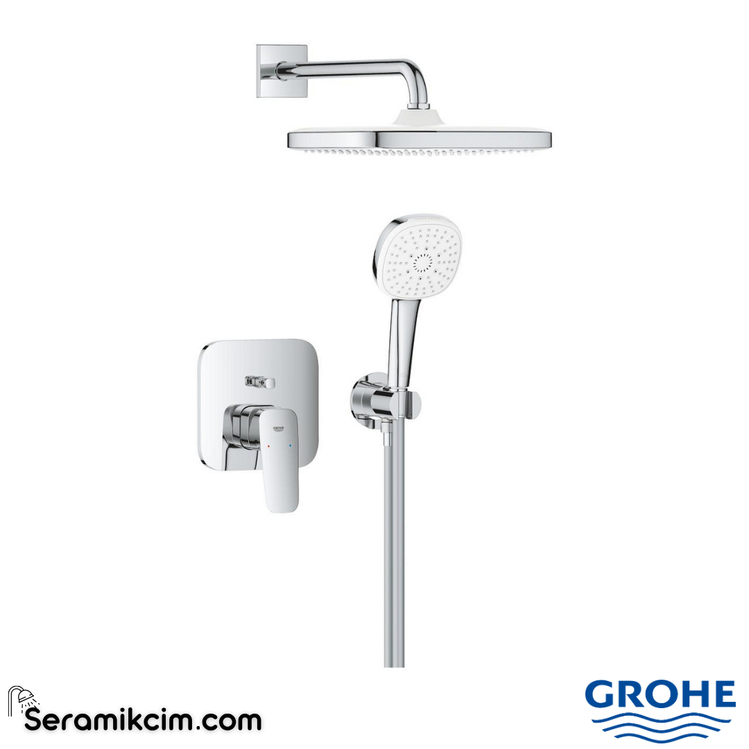 Grohe Cubeo Ankastre Banyo Bataryası, Tepe ve El Duşu Seti Krom 1053360000 - 1053360000