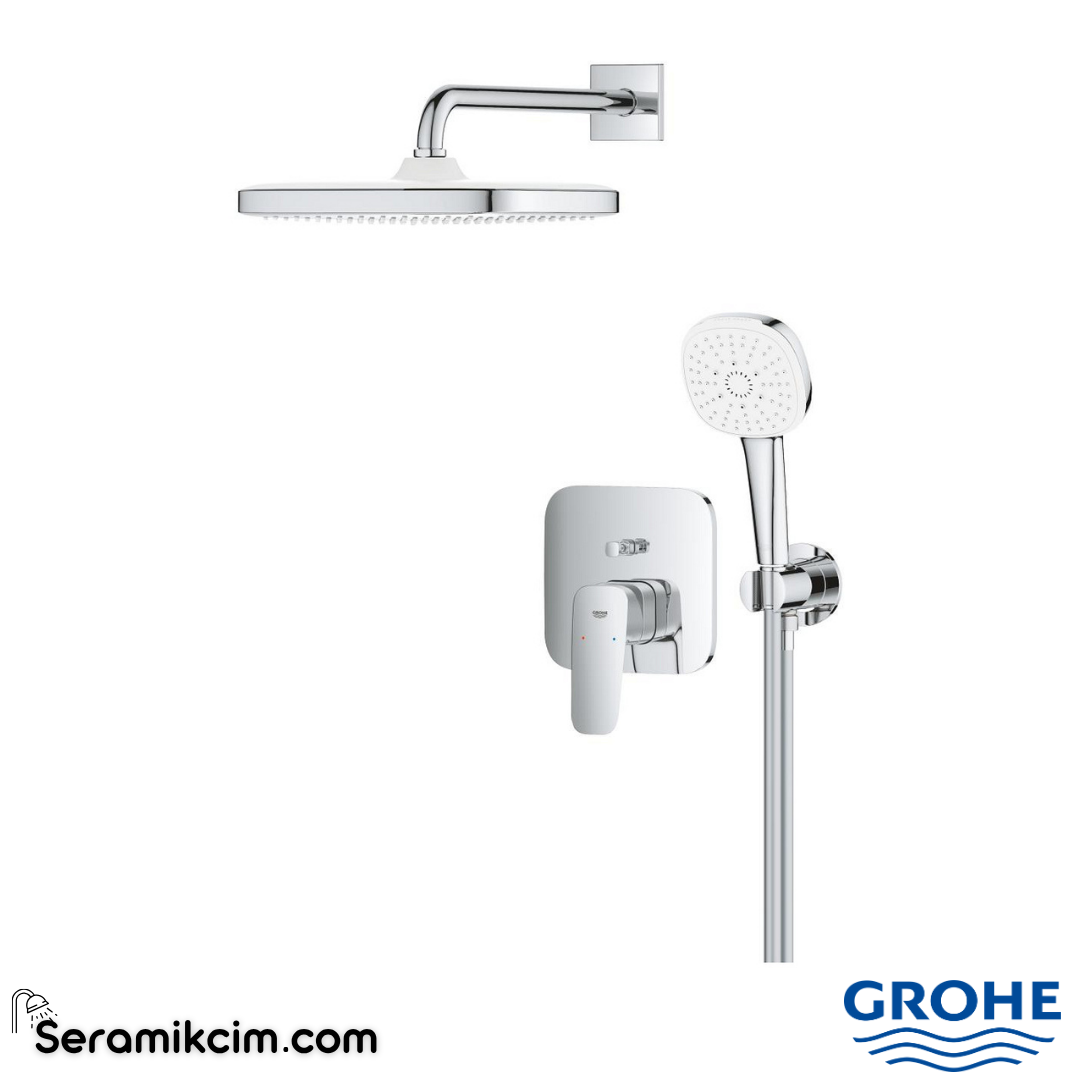 Grohe Cubeo Ankastre Banyo Bataryası, Tepe ve El Duşu Seti Krom 1053360000 - 1053360000