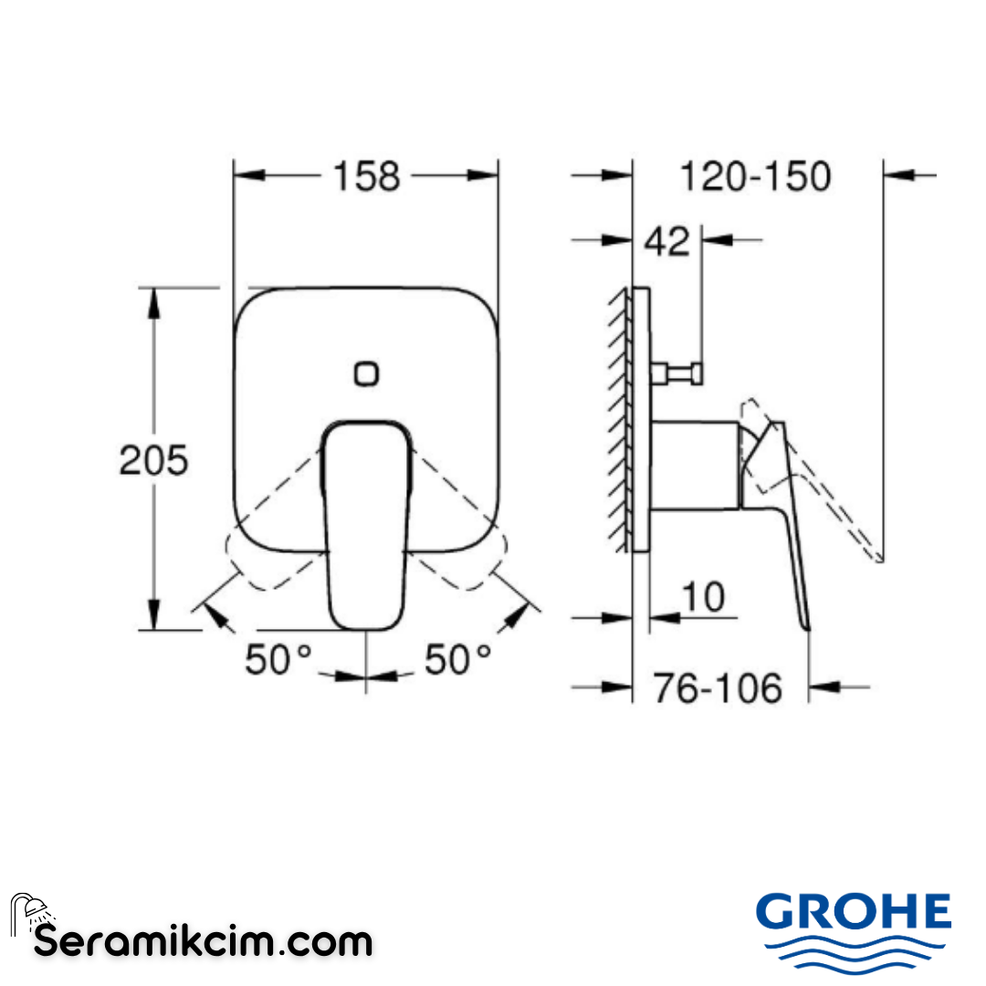 Grohe Cubeo Ankastre Banyo/Duş Bataryası (Sıva Üstü Grubu) Krom 1017780000