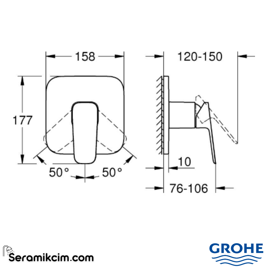 Grohe Cubeo Ankastre Duş Bataryası (Sıva Üstü Grubu) Krom 1017770000 - 1017770000