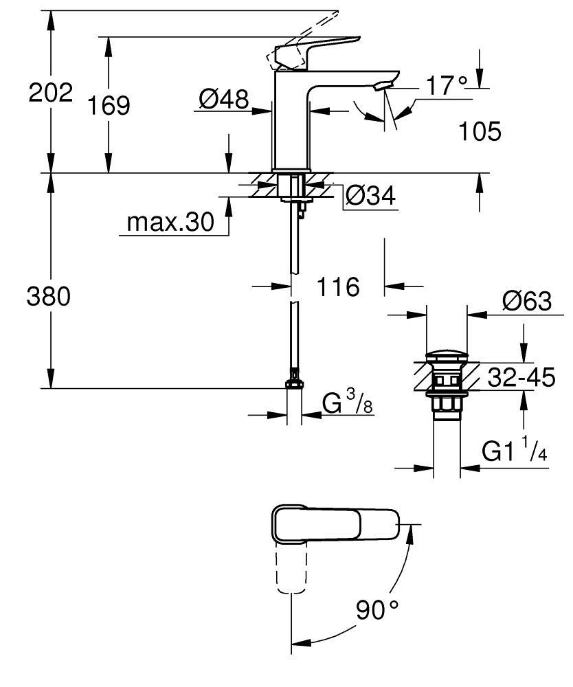 Grohe Cubeo Lavabo Bataryası, M-Boy Krom 1017570000