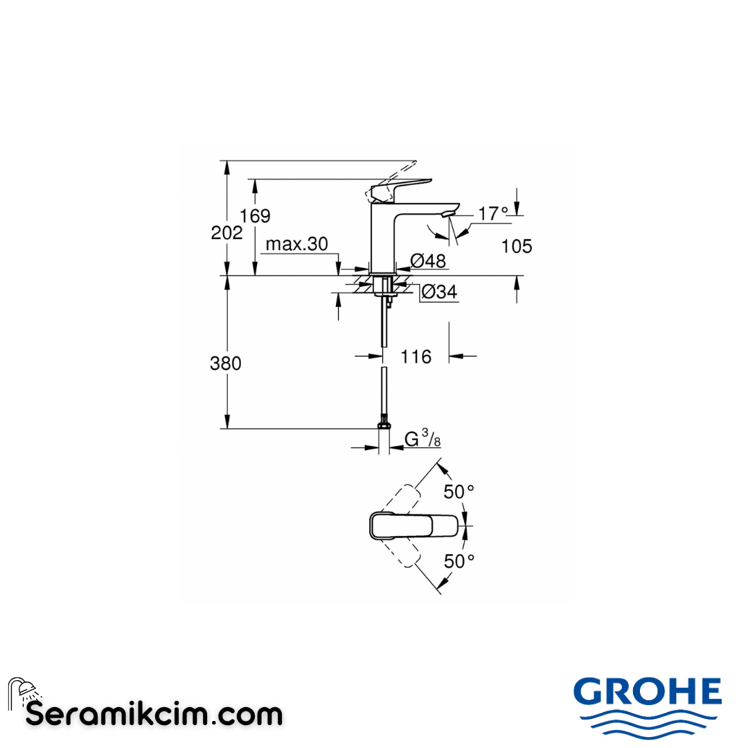 Grohe Cubeo Lavabo Bataryası, M-Boy Krom 1017550000