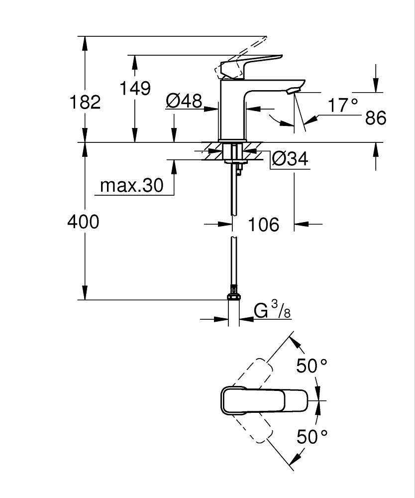 Grohe Cubeo Lavabo Bataryası, Mat Siyah, S-Boy 1016992430