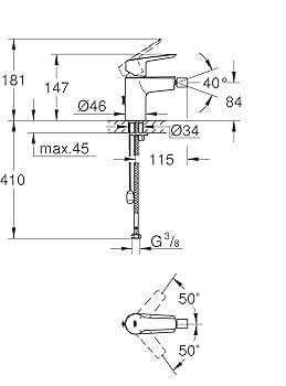 Grohe Cubeo Sifon Kumandalı Bide Bataryası (S-Boy) Krom 1018100000