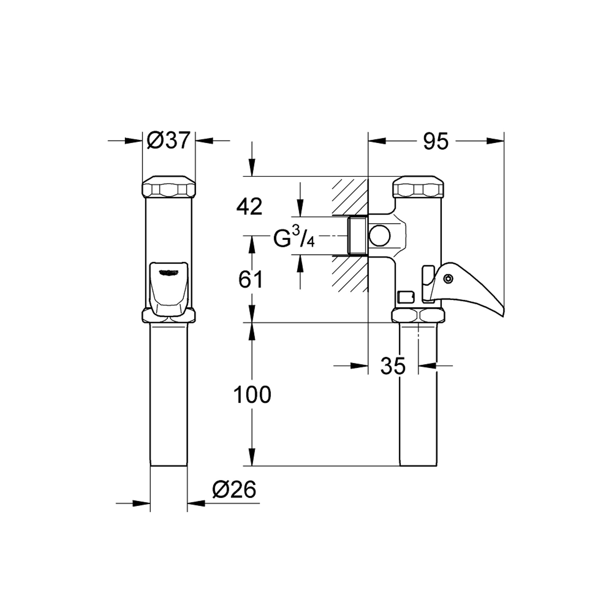 Grohe DAL Otomatik Klozet Yıkama Valfi Krom 37139000