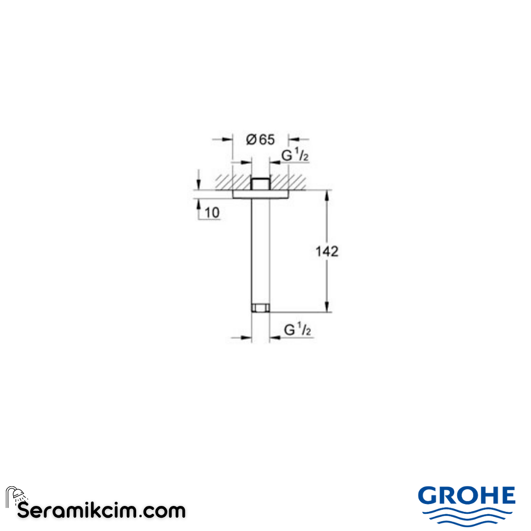 Grohe Duş Başlığı Dirseği, 142mm Krom 28724000