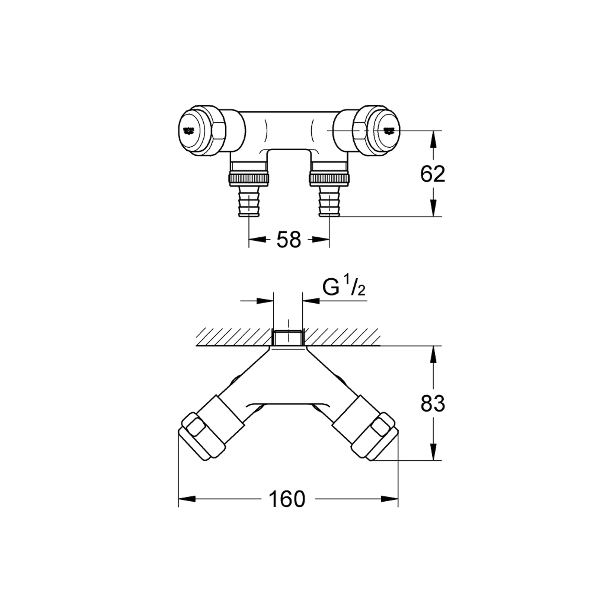 Grohe Eggemann Çift Çıkışlı Ara Musluk DN15 41022000