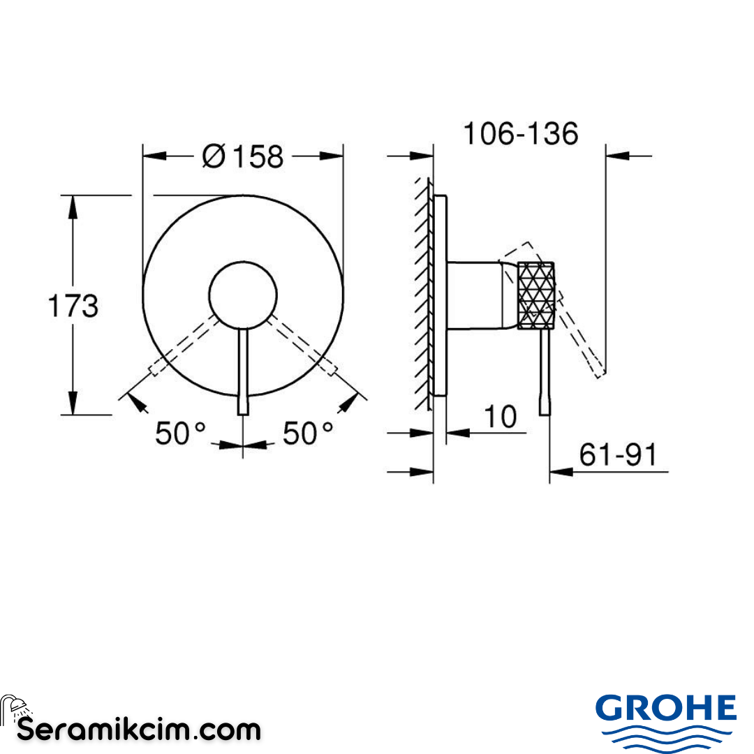 Grohe Essence Ankastre Banyo Bataryası Mat Altın 24168GF1