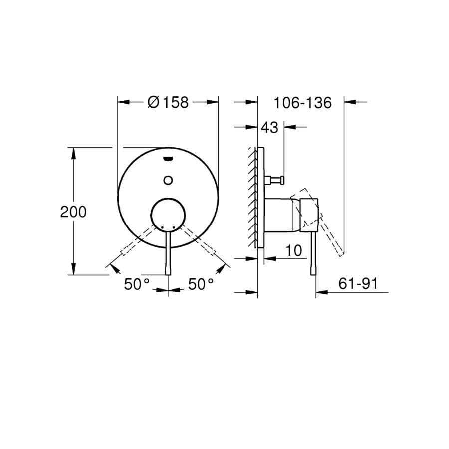 Grohe Essence Ankastre Banyo/Duş Bataryası (Sıva Üstü Grubu) 24167001 - 24167001