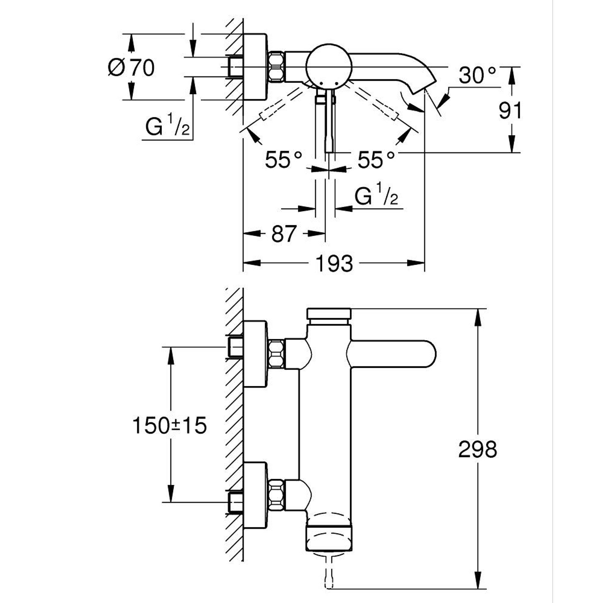 Grohe Essence Banyo Bataryası Fırçalı Sert Grafit 25250AL1