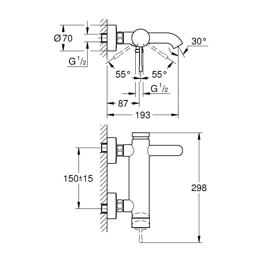 Grohe Essence Banyo Bataryası, Fırçalı Sert Grafit - 33624AL1 - 33624AL1
