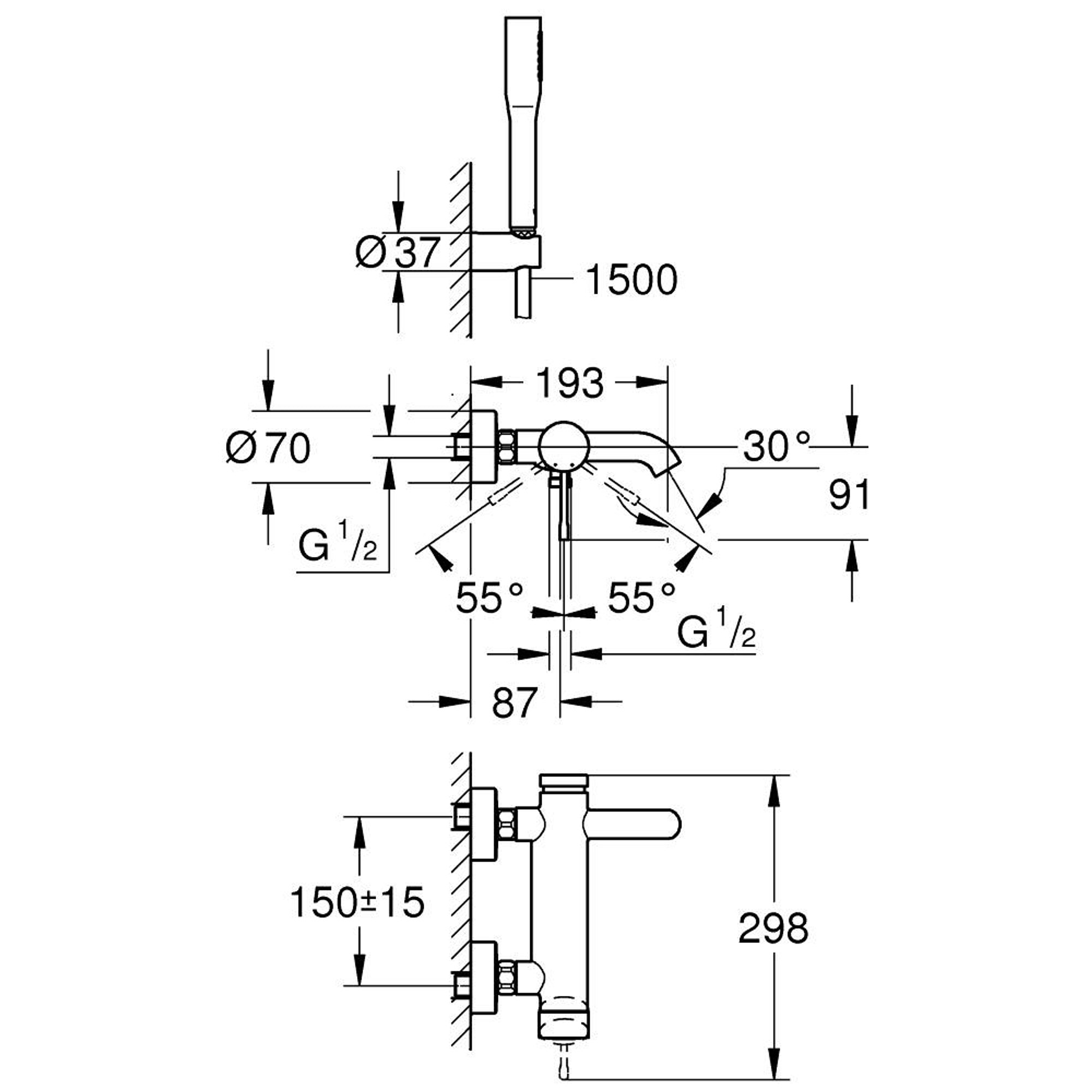 Grohe Essence Banyo Bataryası Krom 25249001