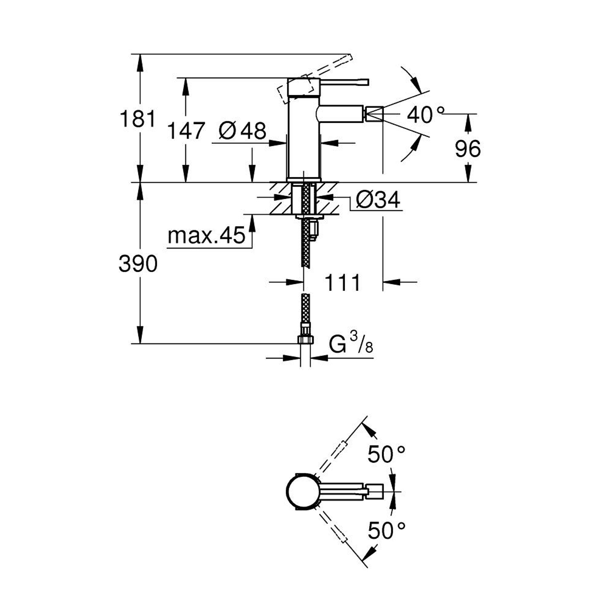 Grohe Essence Bide Bataryası S Boy Phantom Black Siyah 24395KF1