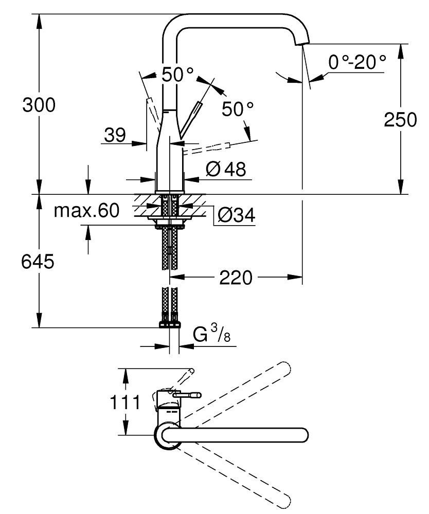 Grohe Essence Eviye Bataryası, Paslanmaz Çelik 30505DC0