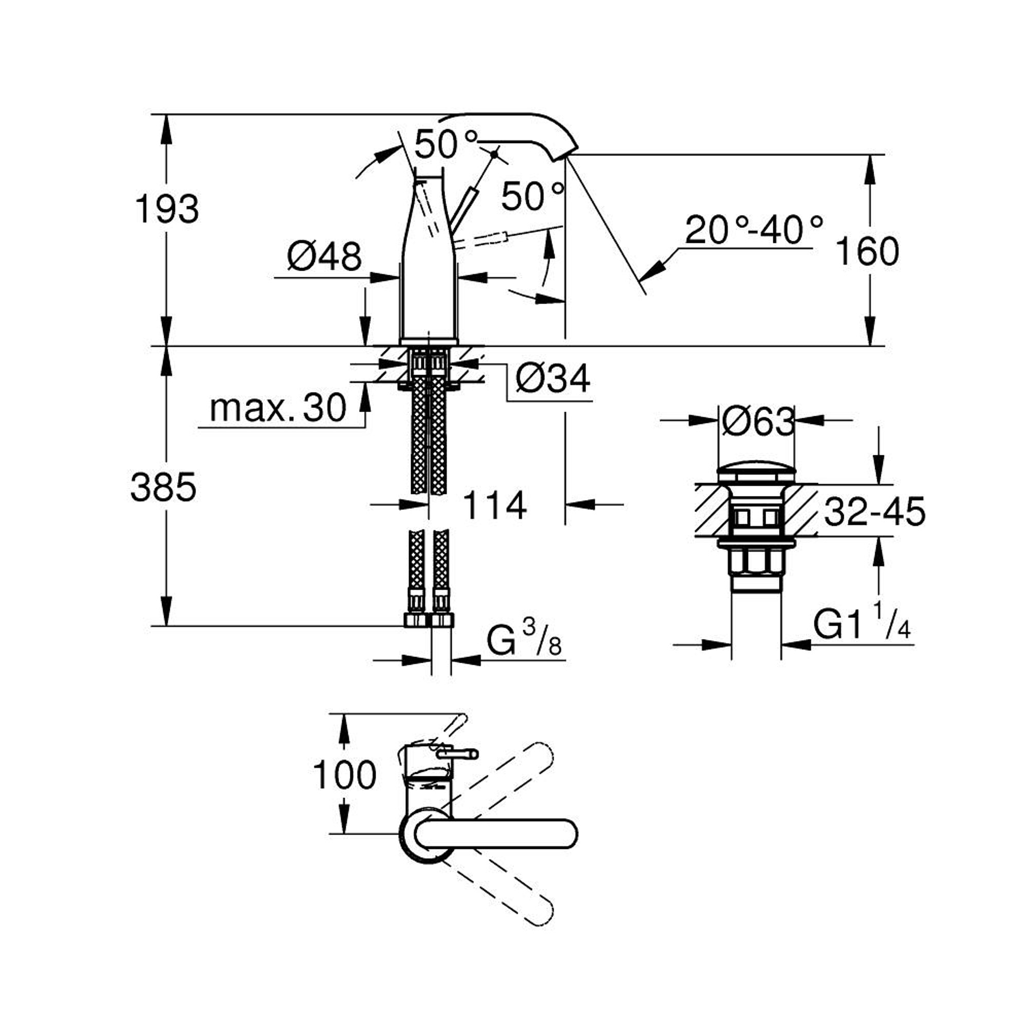 Grohe Essence Lavabo Bataryası (M Boy) Krom 24181001