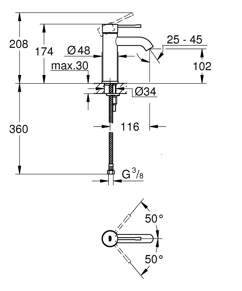 Grohe Essence Lavabo Bataryası, Mat Siyah 235902431
