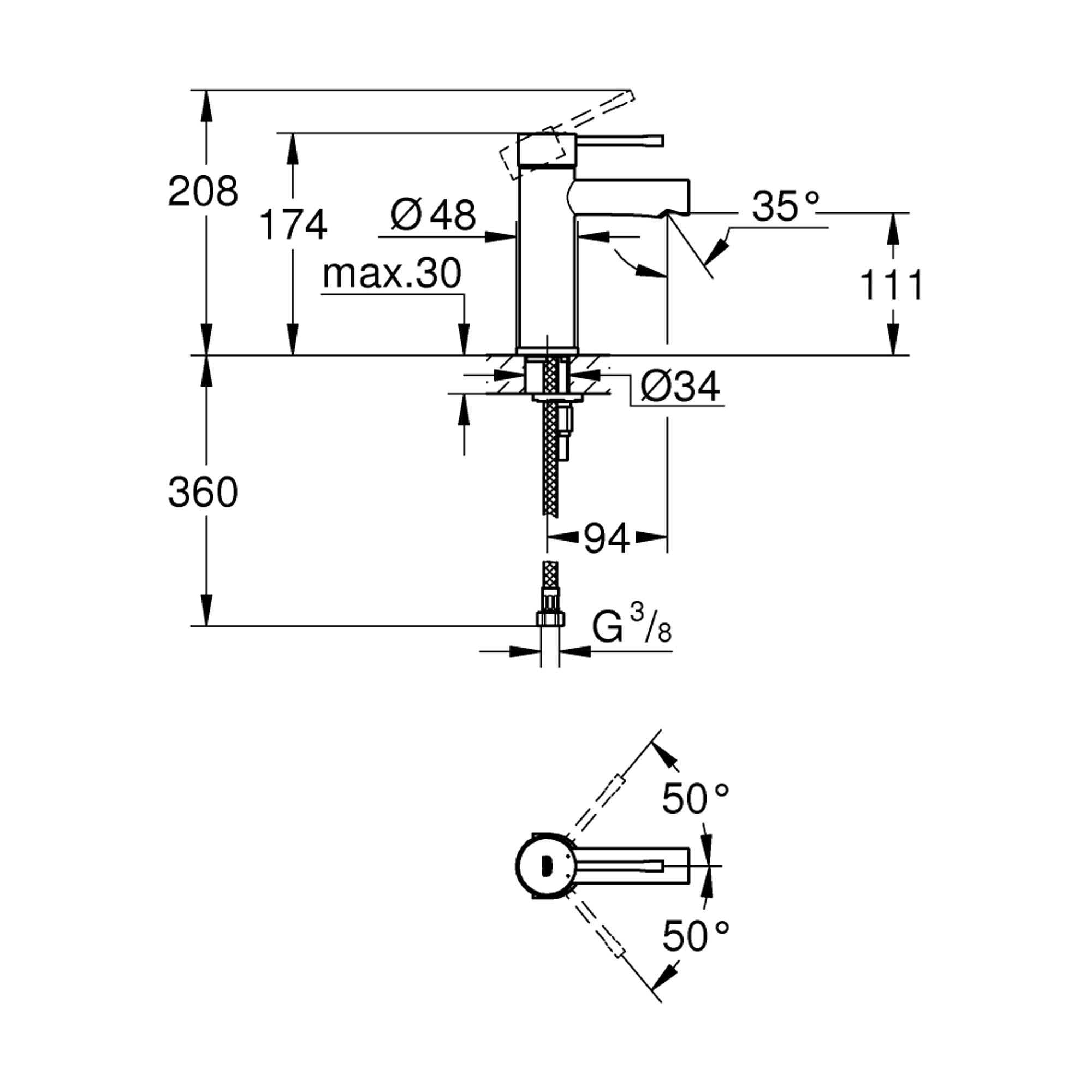 Grohe Essence Lavabo Bataryası S Boy Krom 34813001