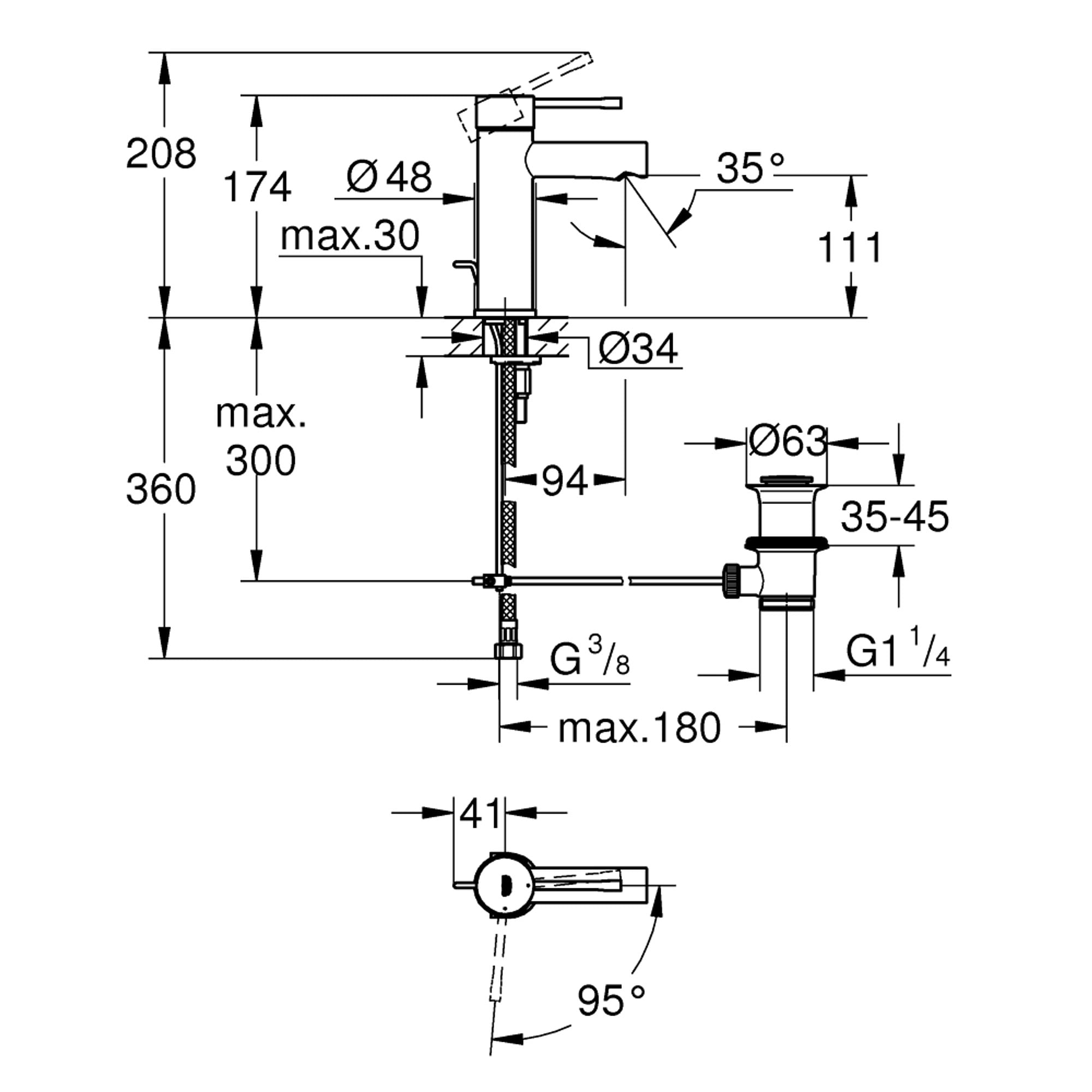 Grohe Essence Lavabo Bataryası S Boy Krom 24183001
