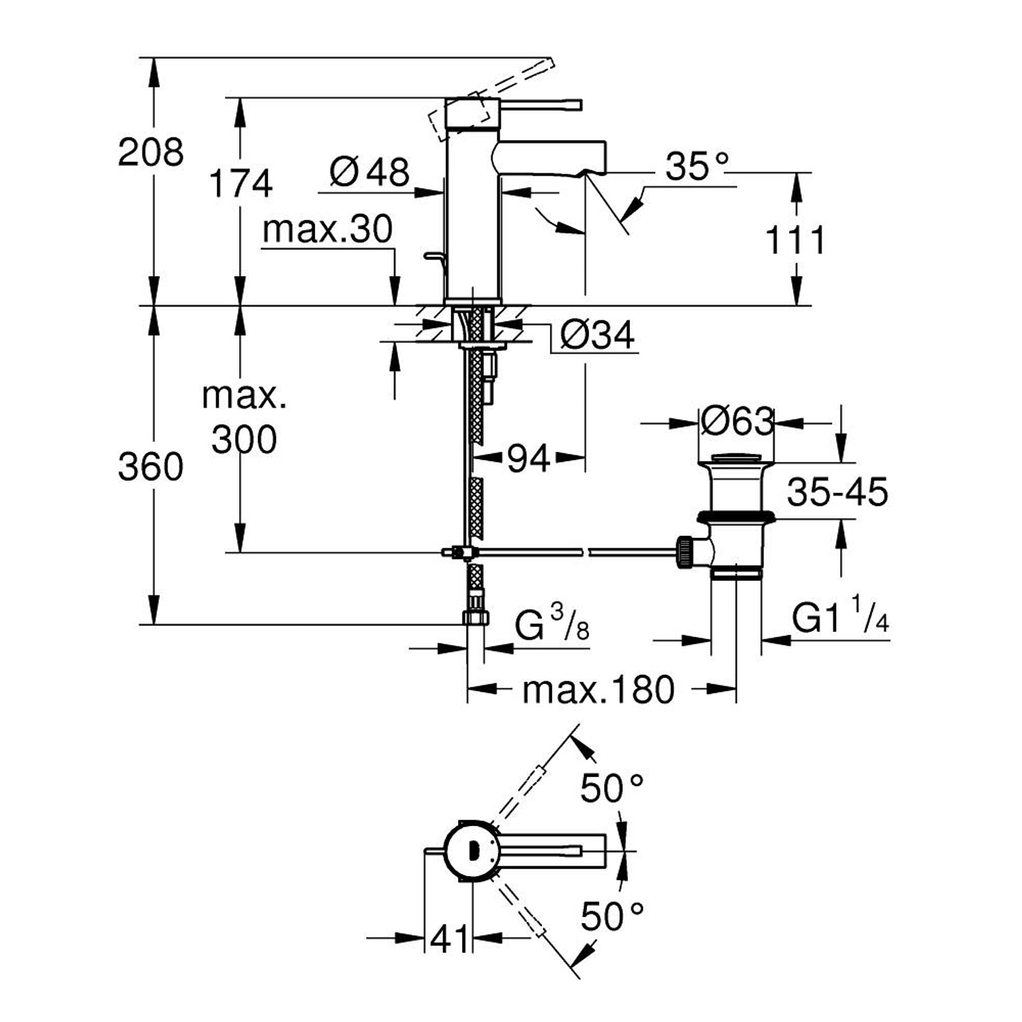 Grohe Essence Lavabo Bataryası S Boy Krom 24175001