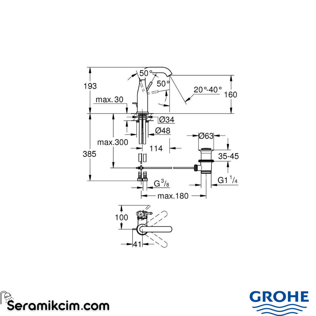 Grohe Essence M-Size basin mixer 24173GF1