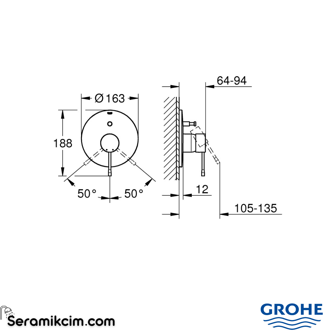 Grohe Essence New Ankastre Banyo/Duş Bataryası (Sıva Üstü Grubu) Parlak Nikel 19285BE1