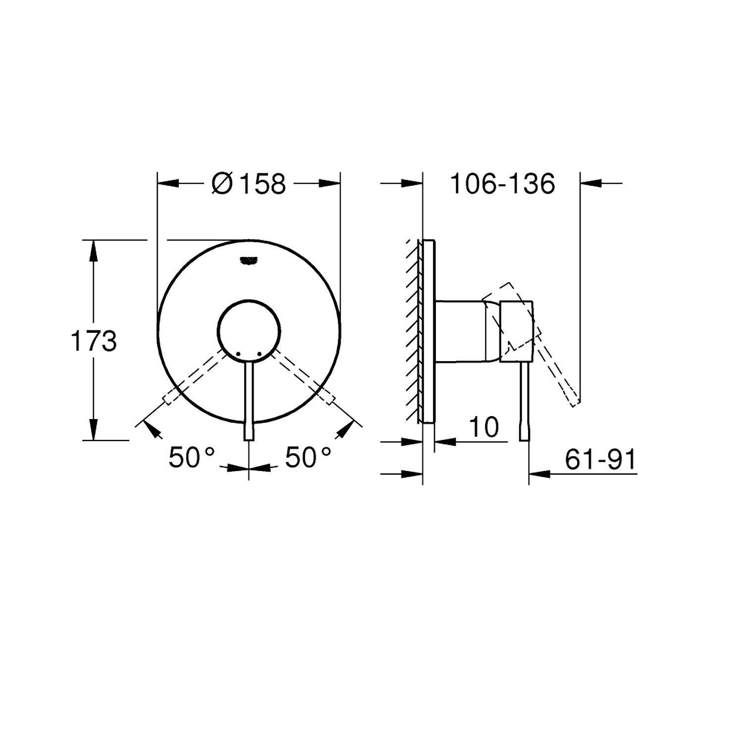 Grohe Essence New Ankastre Duş Bataryası (Sıva Üstü Grubu), Sert Grafit - 19286A01 - 19286A01