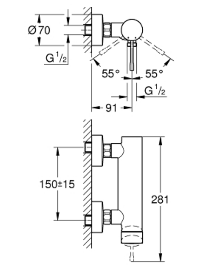 Grohe Essence New Duş Bataryası, Sert Grafit - 25252A01 - 25252A01