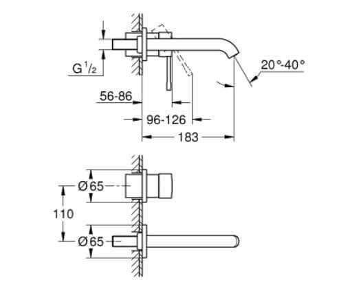 Grohe Essence New Duvardan Ankastre Lavabo Bataryası (Sıva Üstü Grubu), Sert Grafit - 29192A01