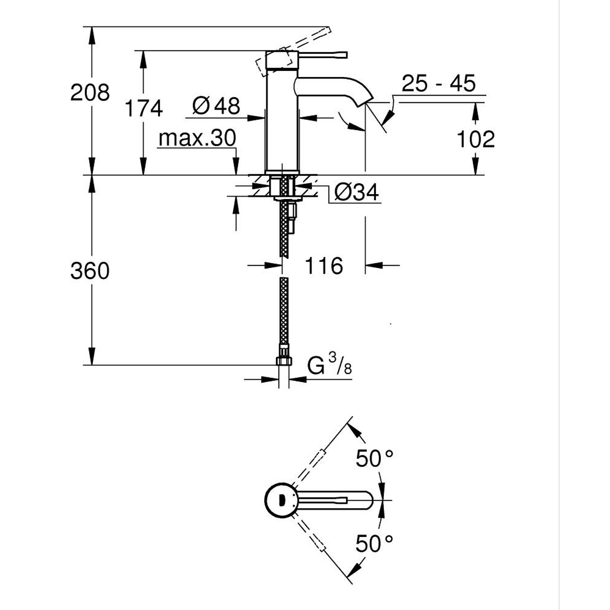 Grohe Essence New Lavabo Bataryası Fırçalı Sert Grafit 23590AL1
