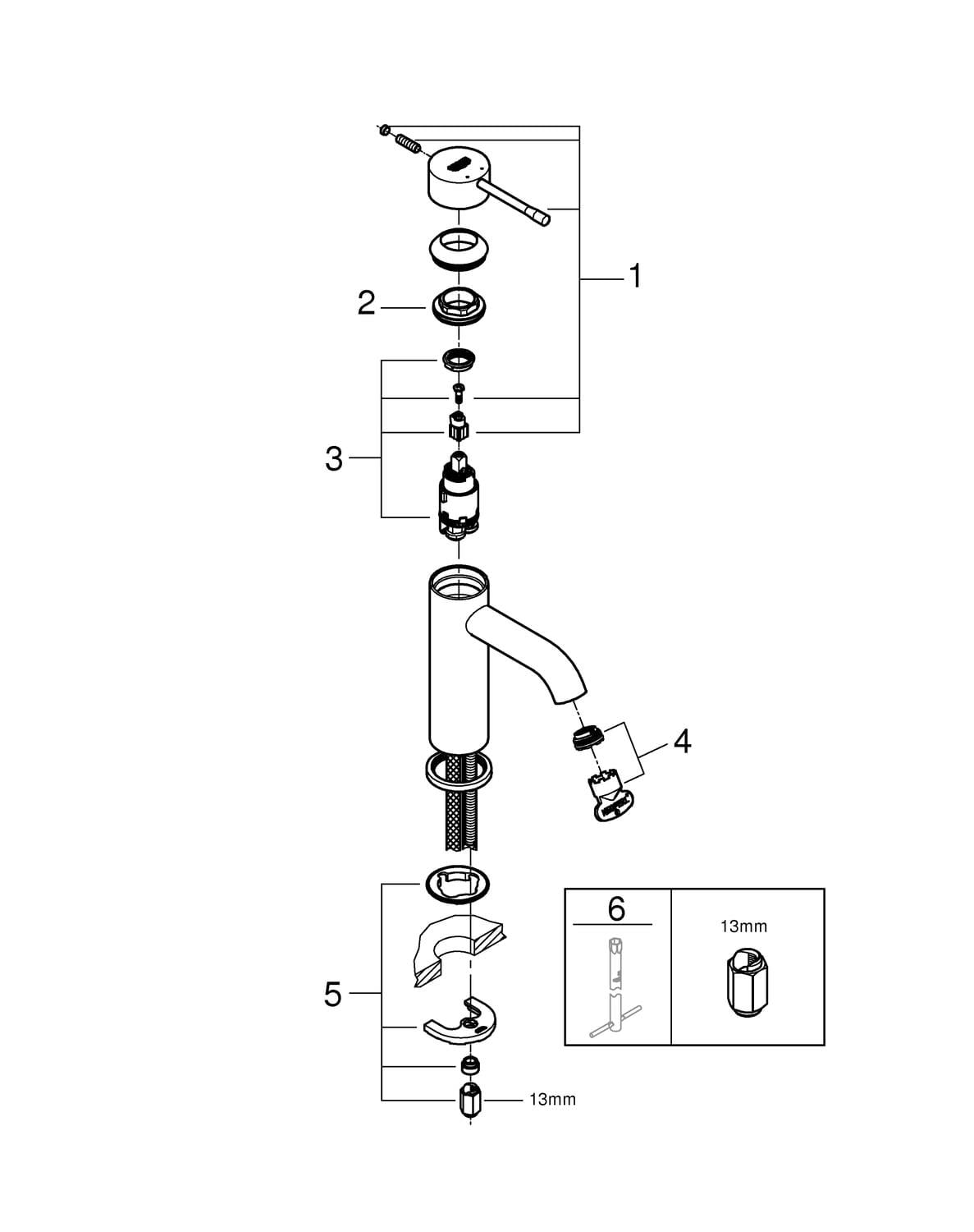 Grohe Essence New Lavabo Bataryası, Sert Grafit