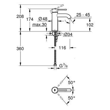 Grohe Essence New Lavabo Bataryası, Sert Grafit - 24172A01