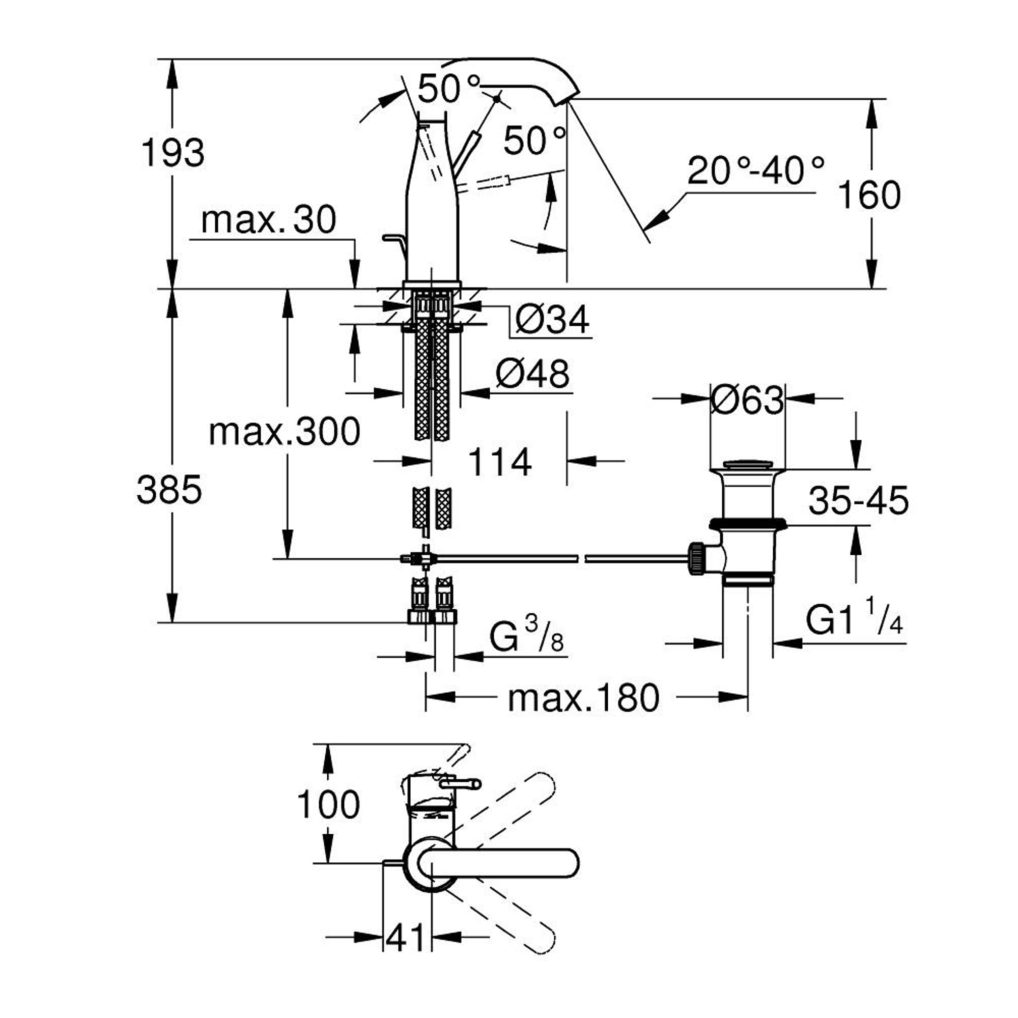 Grohe Essence New Lavabo Bataryası Sifon Kumandalı Fırçalı Sert Grafit 24173AL1