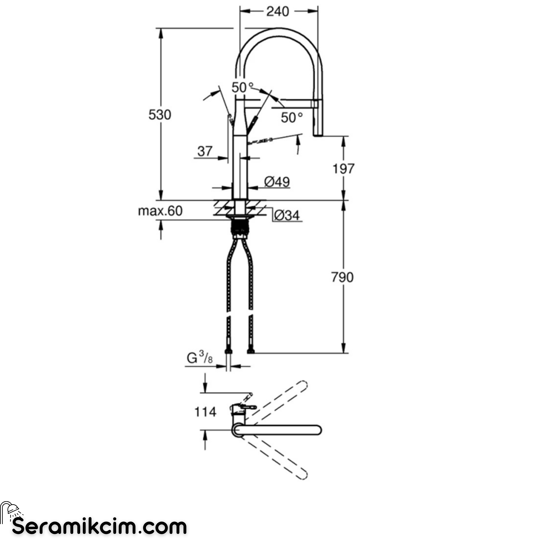 Grohe Essence New Tek kumandalı eviye bataryası 30294GN0