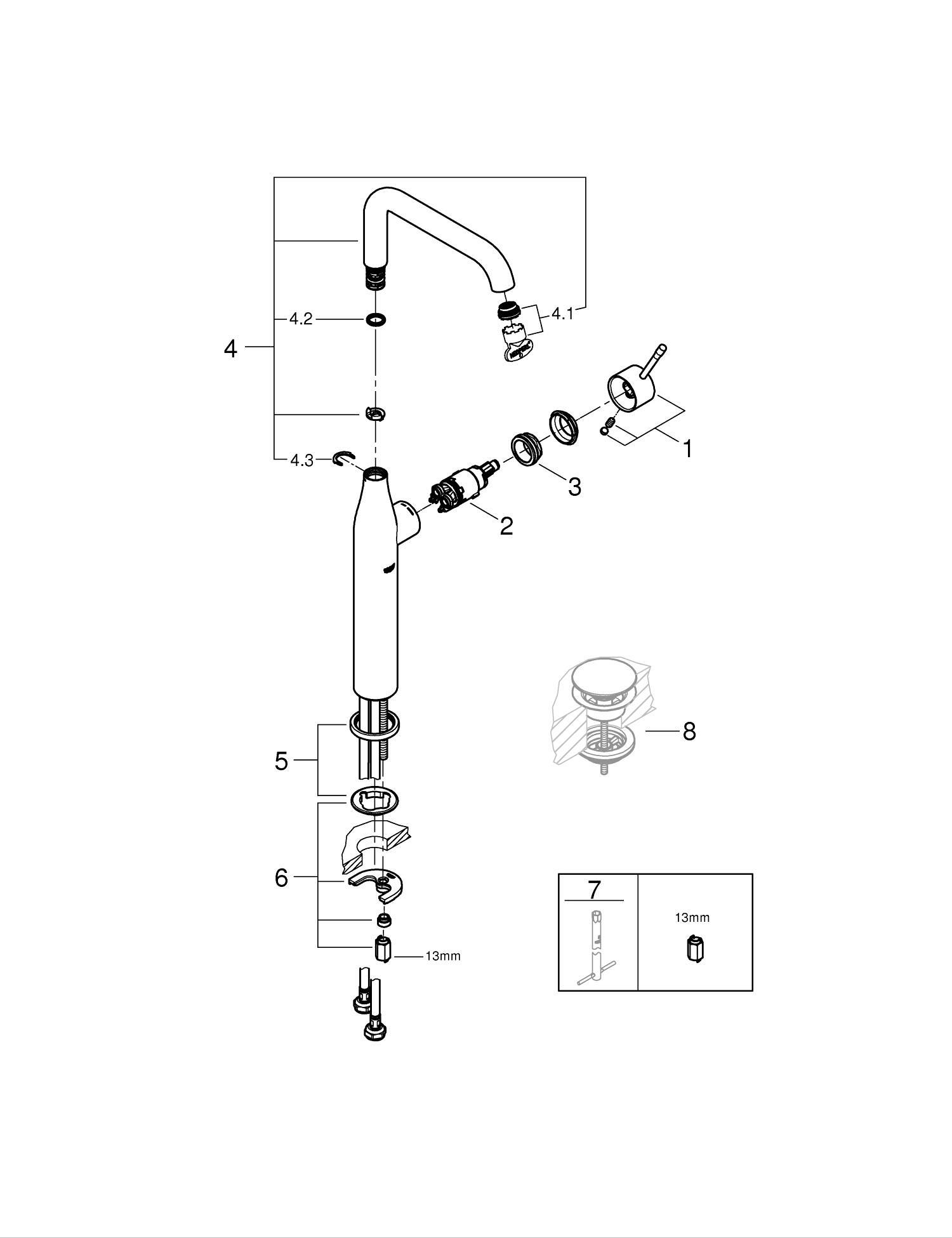 Grohe Essence New Tezgah Üstü Lavabo Bataryası, Sert Grafit - 24170A01