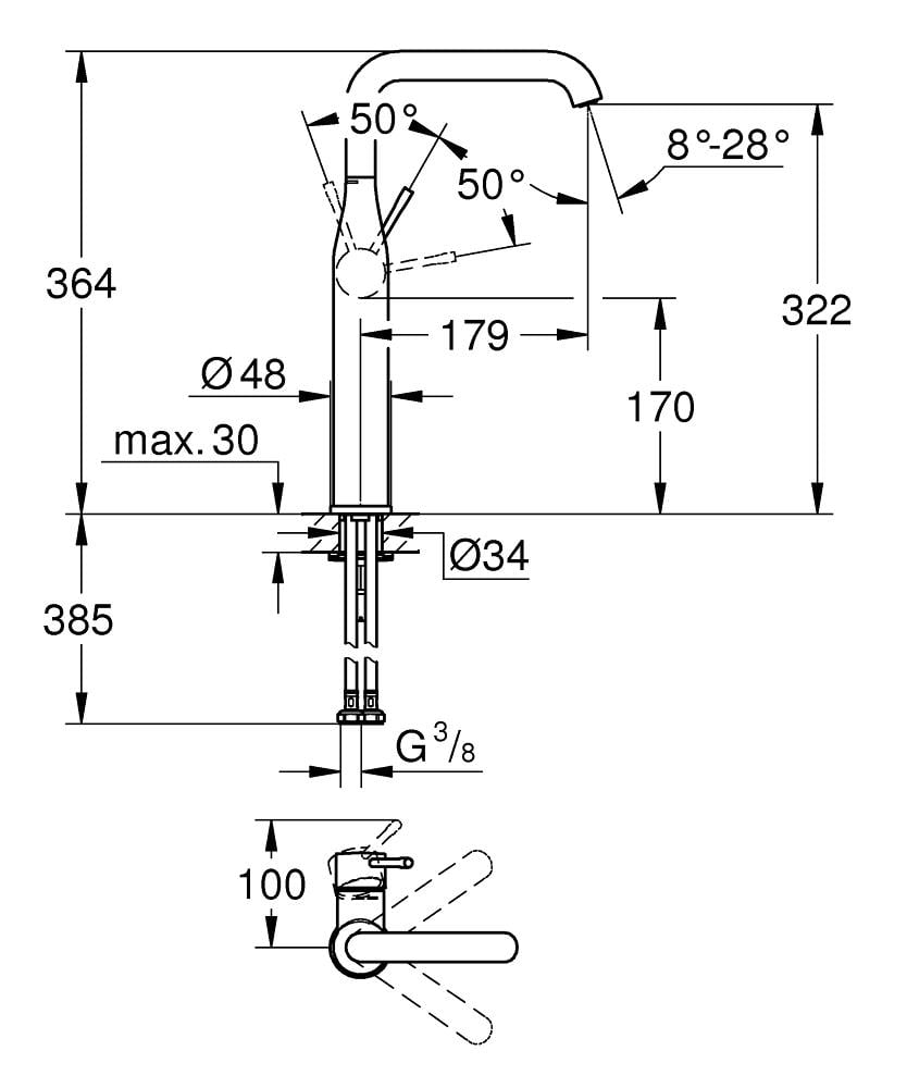 Grohe Essence New Tezgah Üstü Lavabo Bataryası, Fırçalı Altın - 24170GN1