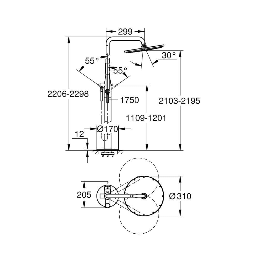 Grohe Essence New Yerden Duş Kolonu (Sıva Üstü Grubu)