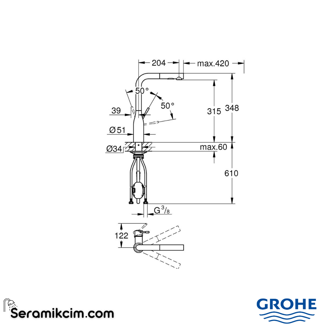 Grohe Essence OHM sink L-spout Dual Spray 30504KF0