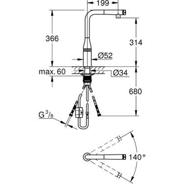 Grohe Essence SmartControl Spiralli Eviye Bataryası, Fırçalı Bakır - 31615DL0