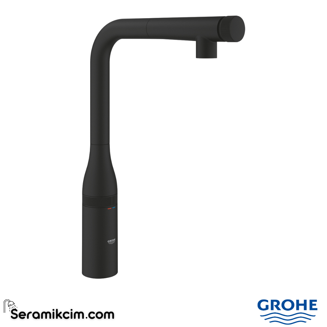 Grohe Essence SmartControl Spiralli Eviye Bataryası, Mat Siyah 31928KF0