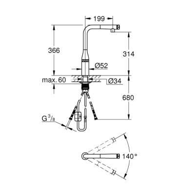 Grohe Essence SmartControl Spiralli Eviye Bataryası, Sert Grafit - 31615A00