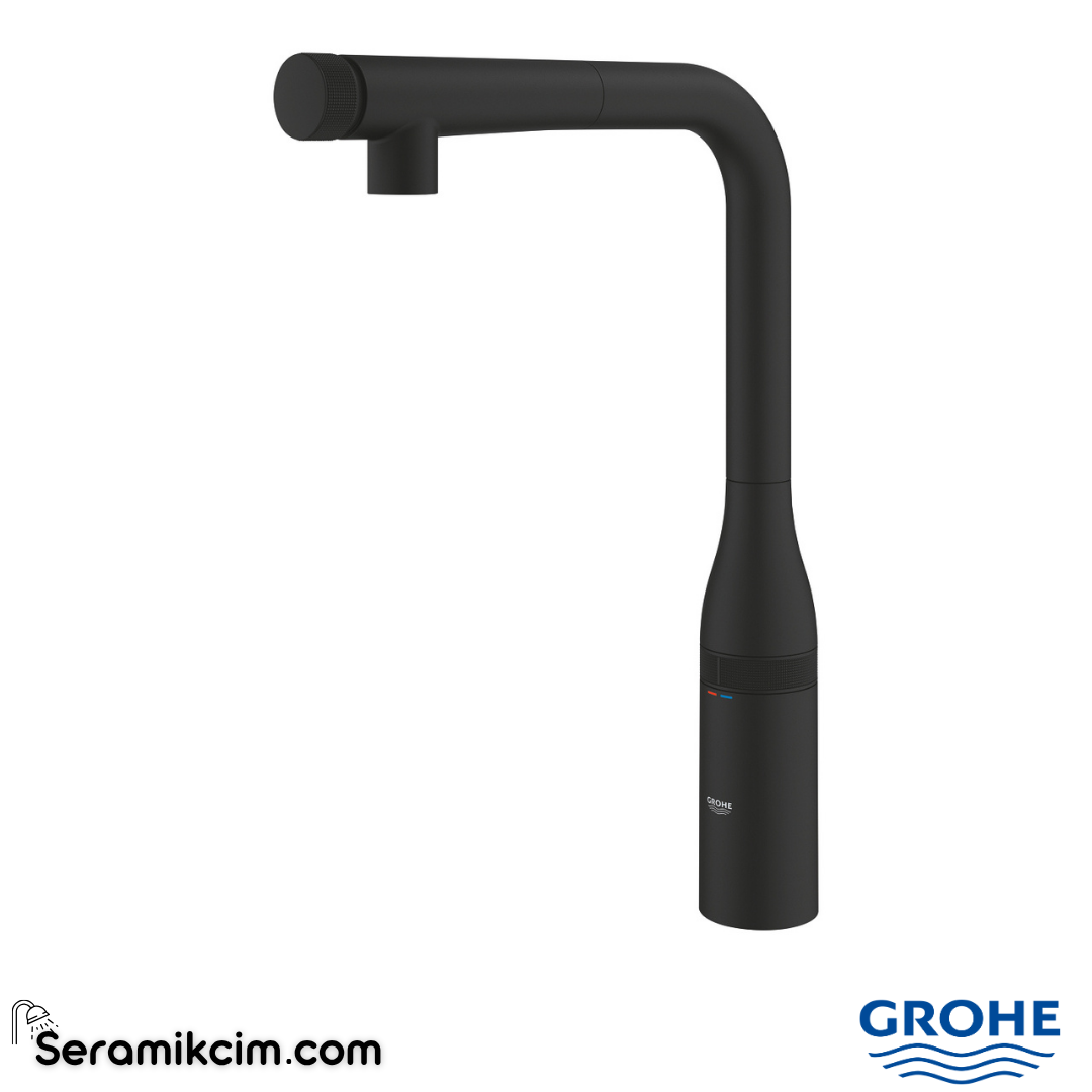 Grohe Essence SmartControl Spiralli Eviye Bataryası, Mat Siyah 31928KF0