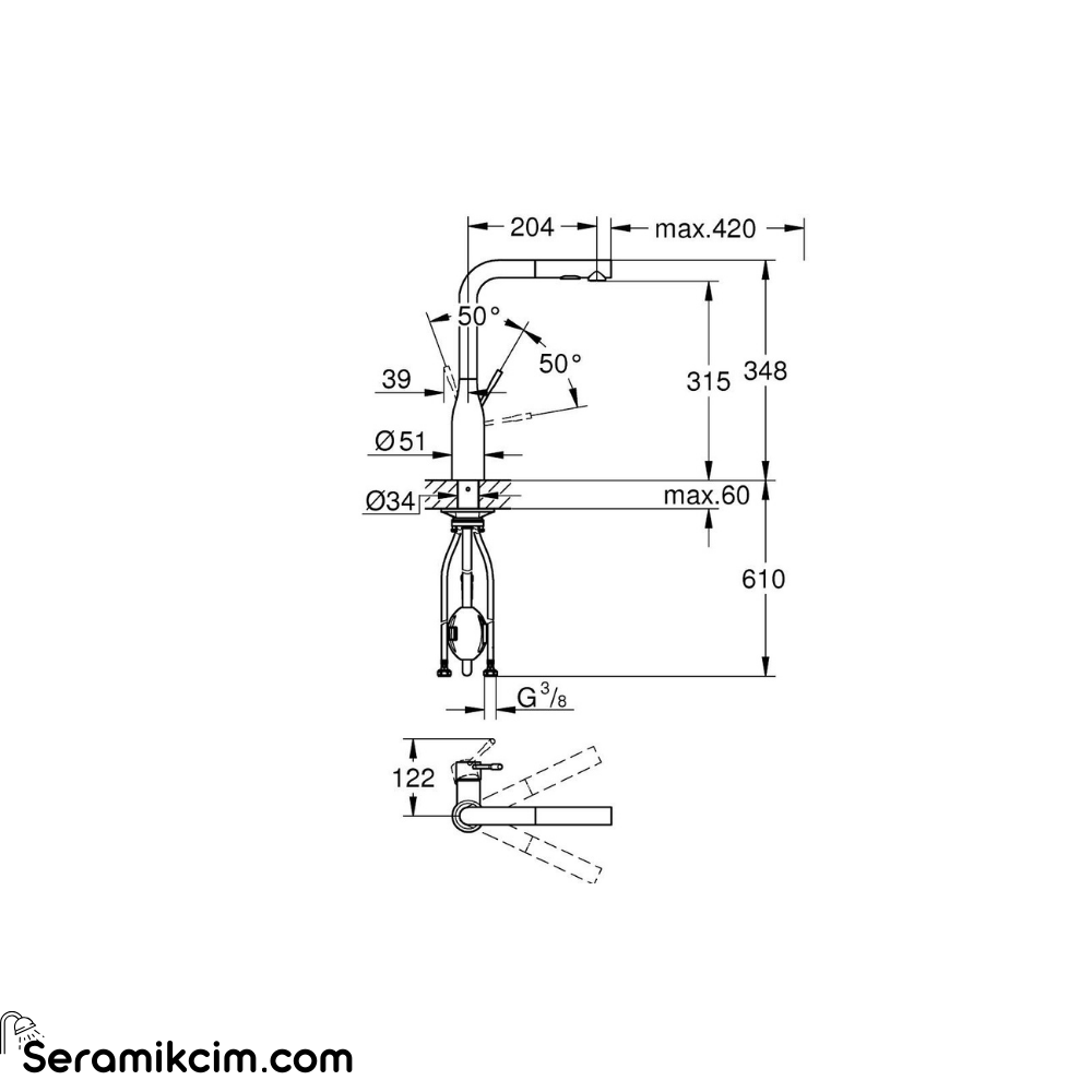 Grohe Essence Spiralli Eviye Bataryası, 2 Akışlı, Fırçalı Altın 30504GN0