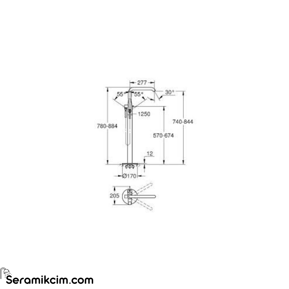 Grohe Essence Yerden Küvet Bataryası (Sıva Üstü Grubu), Mat Siyah 25248KF1